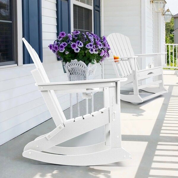Vrakae 2 PCS PE Folding and Rocking Adirondack Chair with Ottoman