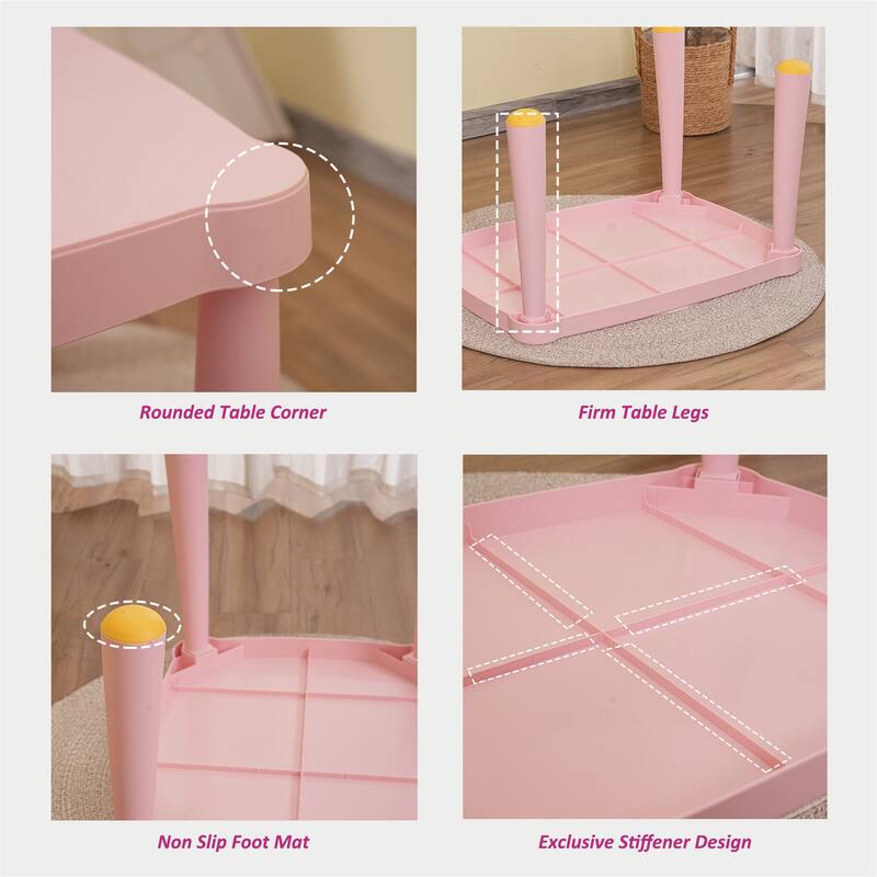 3 Piece Plastic Kids Table and Chair Set