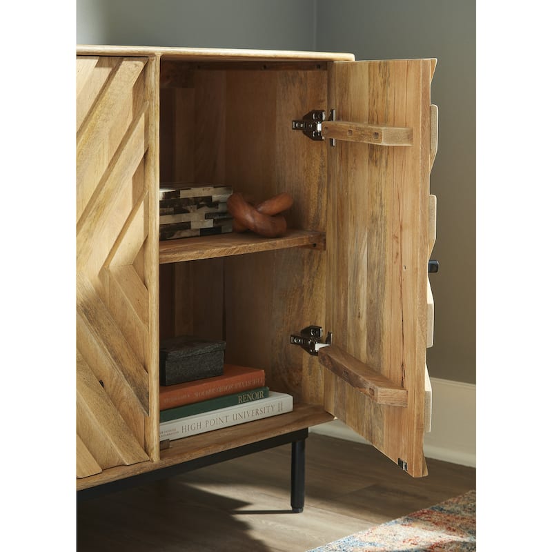 Signature Design by Ashley Cadewick Brown/Beige Accent Cabinet - 58"W x 16"D x 32"H