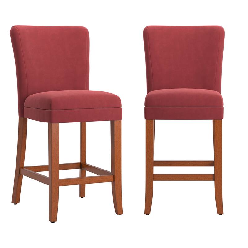 Dinant Classic Upholstered High Back Counter Height Chairs (Set of 2) - Red Microfiber
