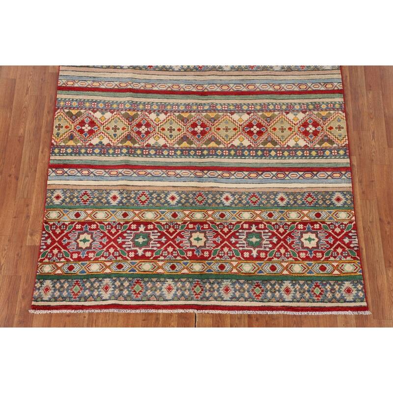 Kazak Oriental Area Rug Handmade Multi-Color Wool Carpet - 5'3" x 6'6"
