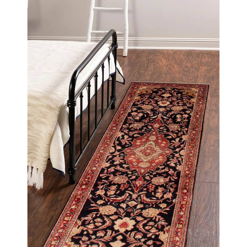ECARPETGALLERY Hand-knotted Andelz Navy, Red Wool Rug - 3'5 x 11'7