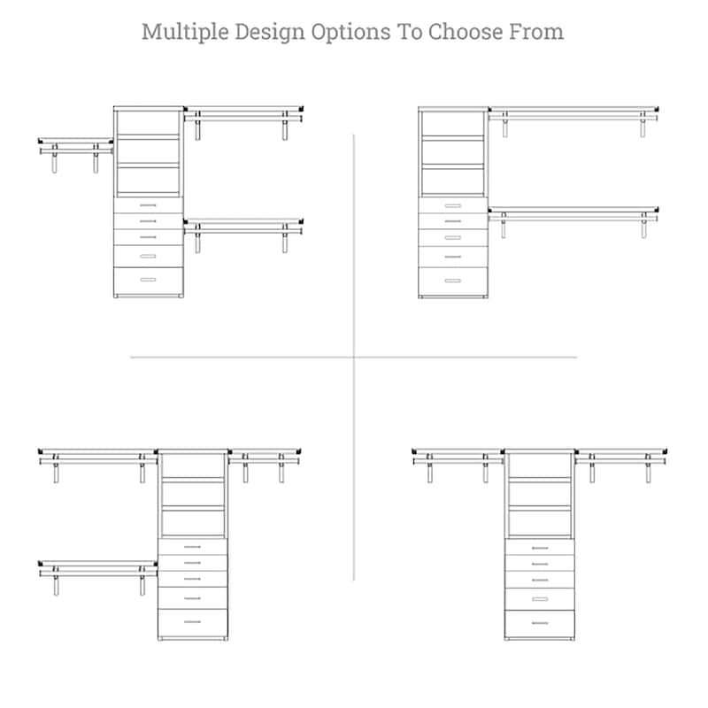 John Louis Home Solid Wood Walk-In Closet System with 5-Drawers Red Mahoganyy