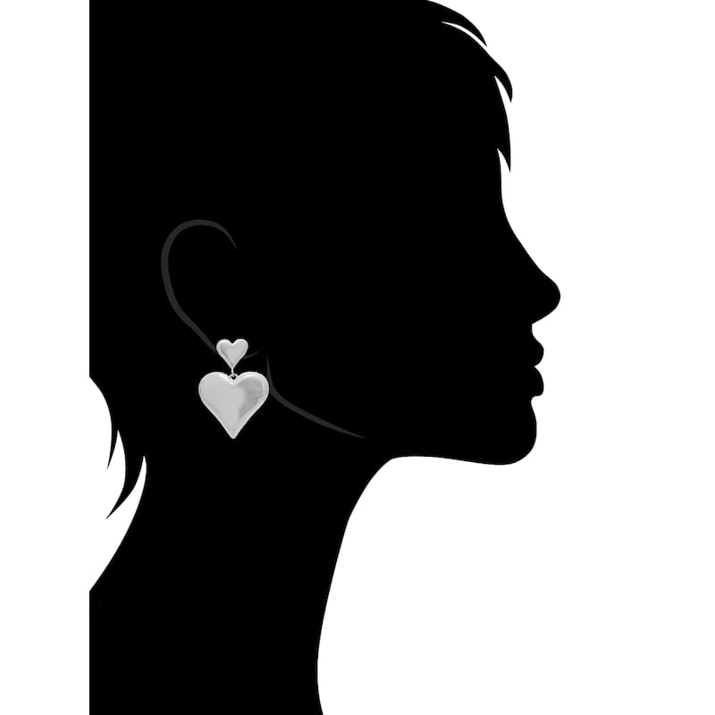 Polished Chunky Double Heart Drop Dangle Earrings