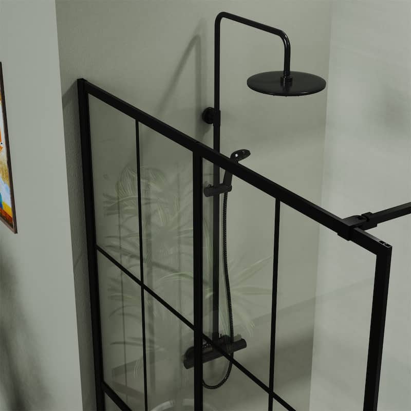 46" X 72" Shower Screen Walk-in Wet-room Black