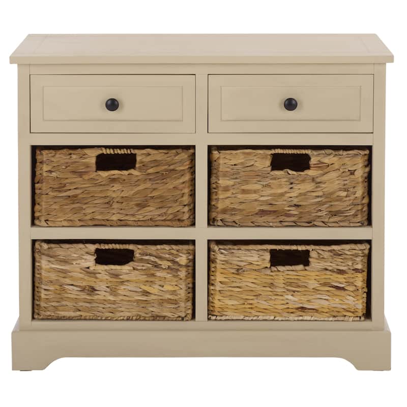 SAFAVIEH Ardelia Red 6-Drawer Storage Unit (Fully Assembled) - 30"W x 13"D x 26"H - Sand