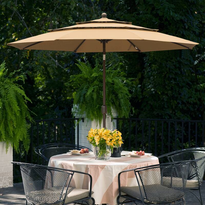 Aoodor Patio Umbrella 10 ft. for Dining Table Outdoor Market Yard Use 3 Tier Ventilation (Umbrella only)