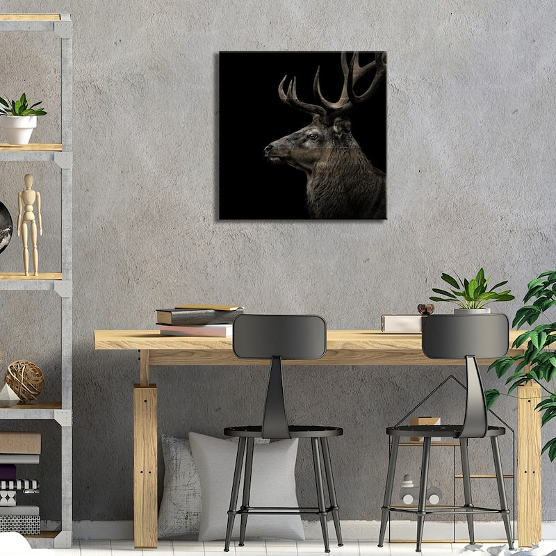 Deer In Black & White Print On Wood by Lukas Holas - Multi-Color