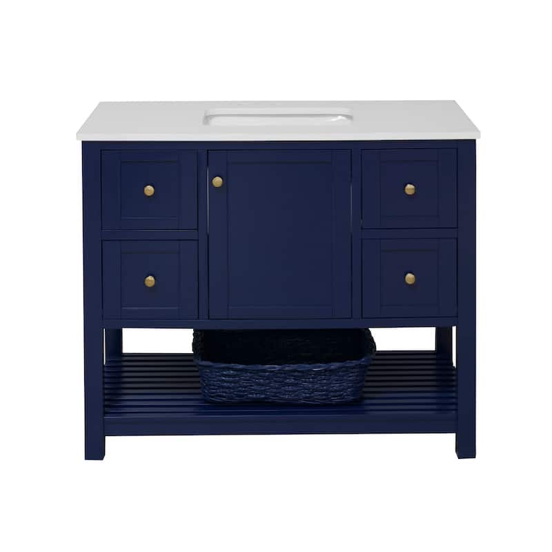 KitchenBathCollection Lakeshore 42" Bathroom Vanity with Engineered White Top