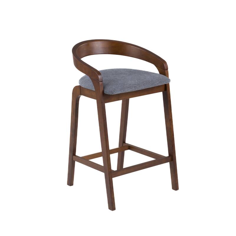 Modrest Vougler Modern Grey Fabric & Walnut Counter Chair (Set of 2)