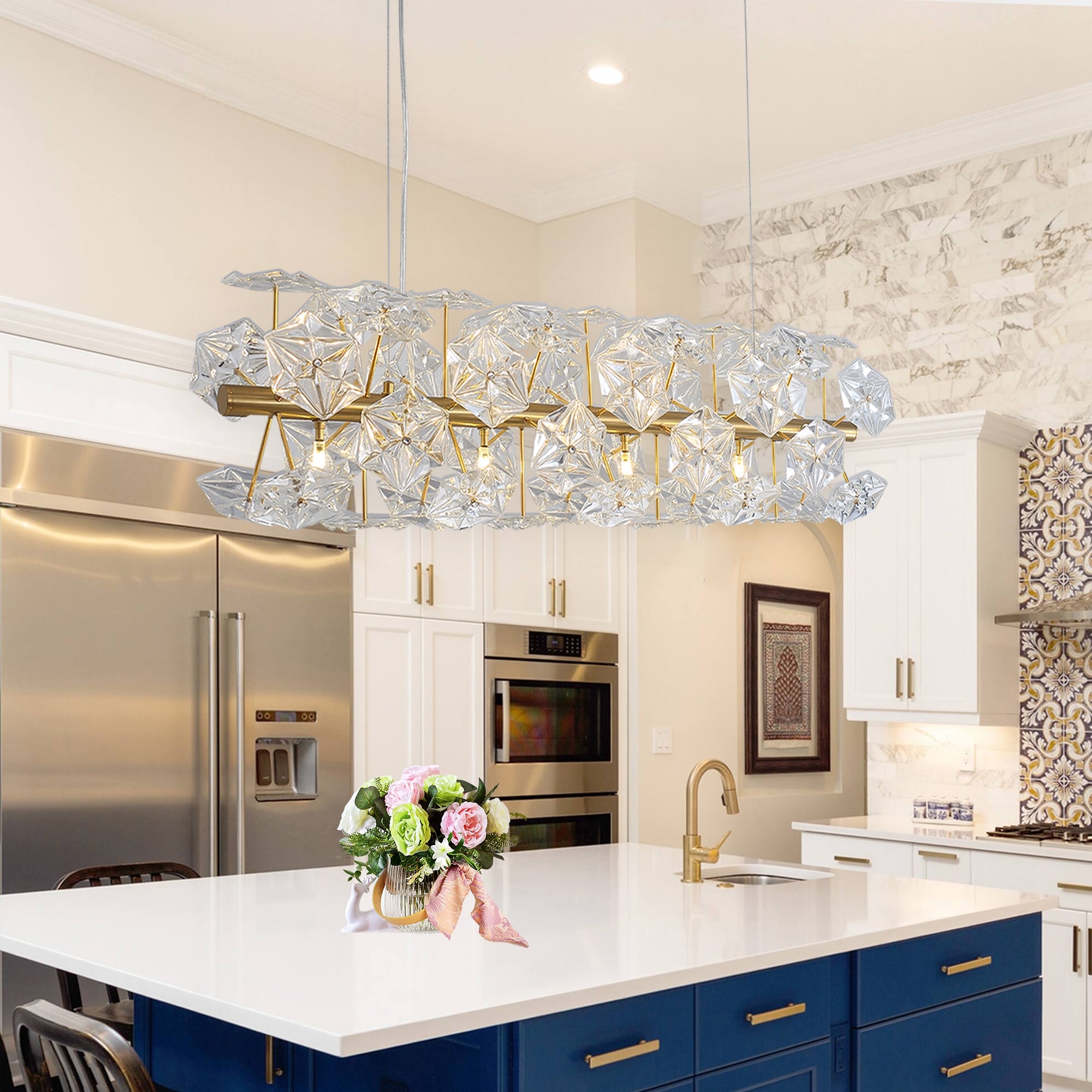 Modern Rectangular Crystal Chandelier Rectangle Pendant Light
