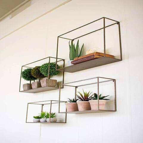Set of Metal Shelves, One Size, Brown - Exact Size