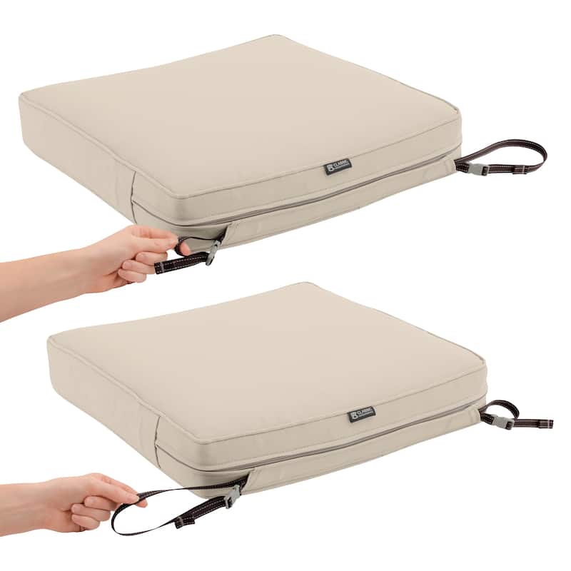 Classic Accessories Montlake Water-Resistant 72 x 21 x 3 Inch Patio Chaise Lounge Cushion Slip Cover, Antique Beige