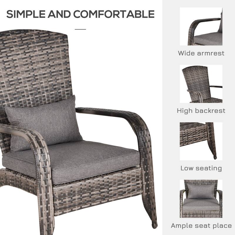 Outsunny Outdoor Classic Rattan Adirondack Chair with Cushion