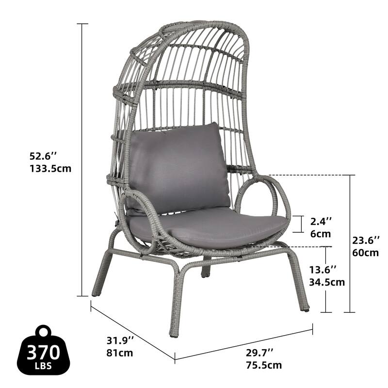 Moasis Outdoor Narrow Wicker Egg Chair Basket with Cushions