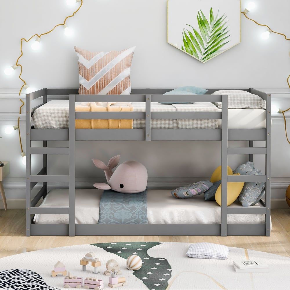 Solid Wood Bunk Bed with Ladder