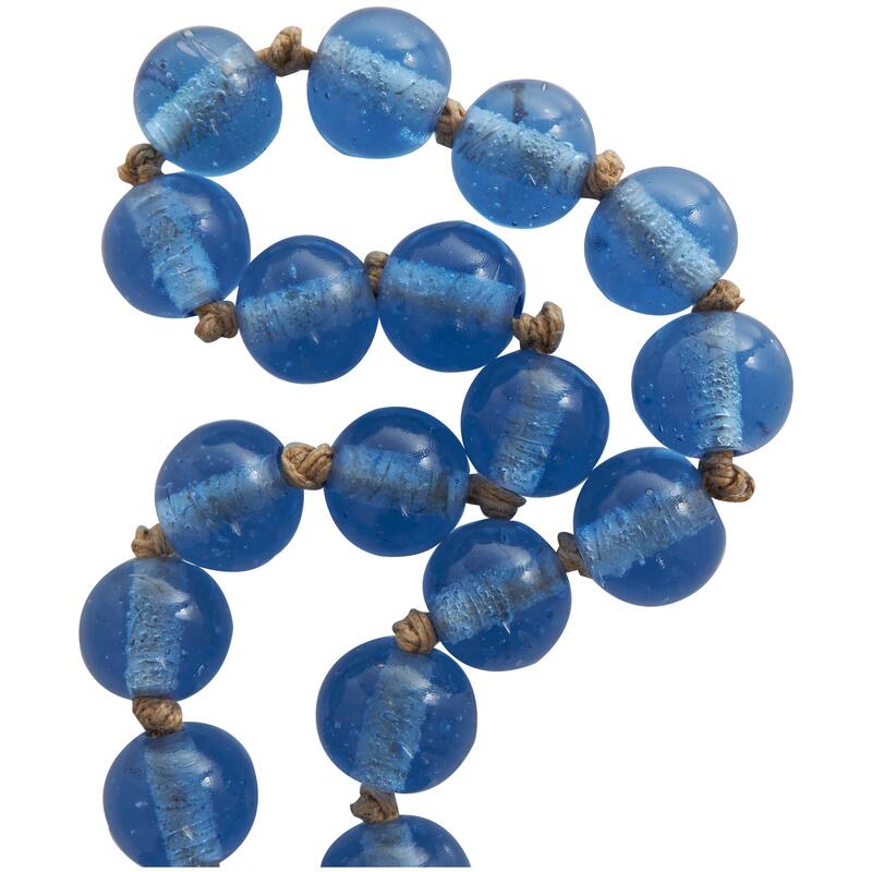Glass Handmade Round Beaded Garland with Tassel with Knotted Brown Jute - Roche River Decor