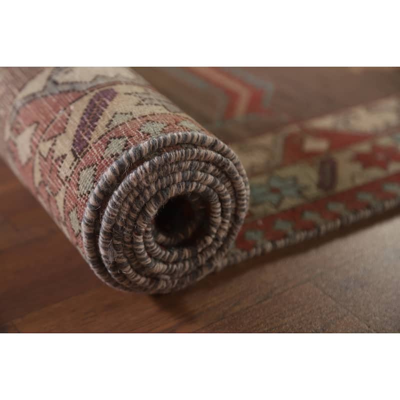 Hand Knotted Oriental 100% Wool Carpet Traditional Tribal Brown Ardebil Runner Rug - 10' 3'' X 4' 3''
