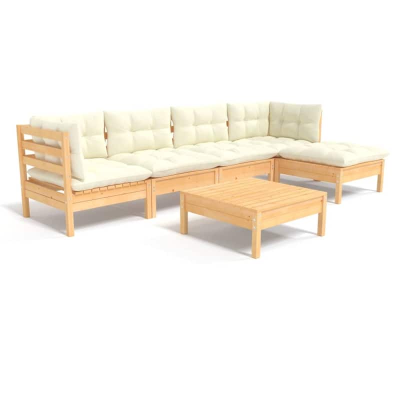 vidaXL Solid Pinewood Patio Lounge Set 5 Piece with Cushions Multi Colors - 25" x 25" x 24.6"