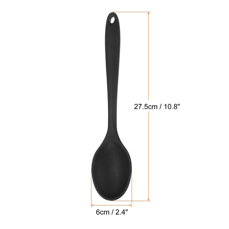 2Pcs Silicone Spoons Heat Resistant Cooking Utensil Mixing Spoon - Black