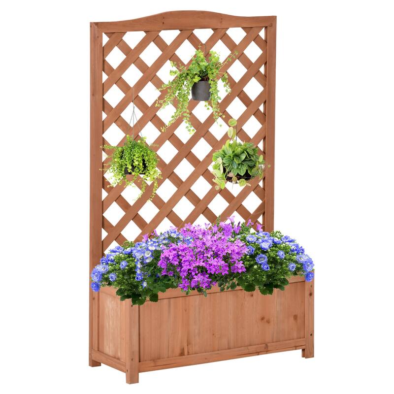 Garden Bed Planter Box with Climbing Support for Patio Porch Backyard