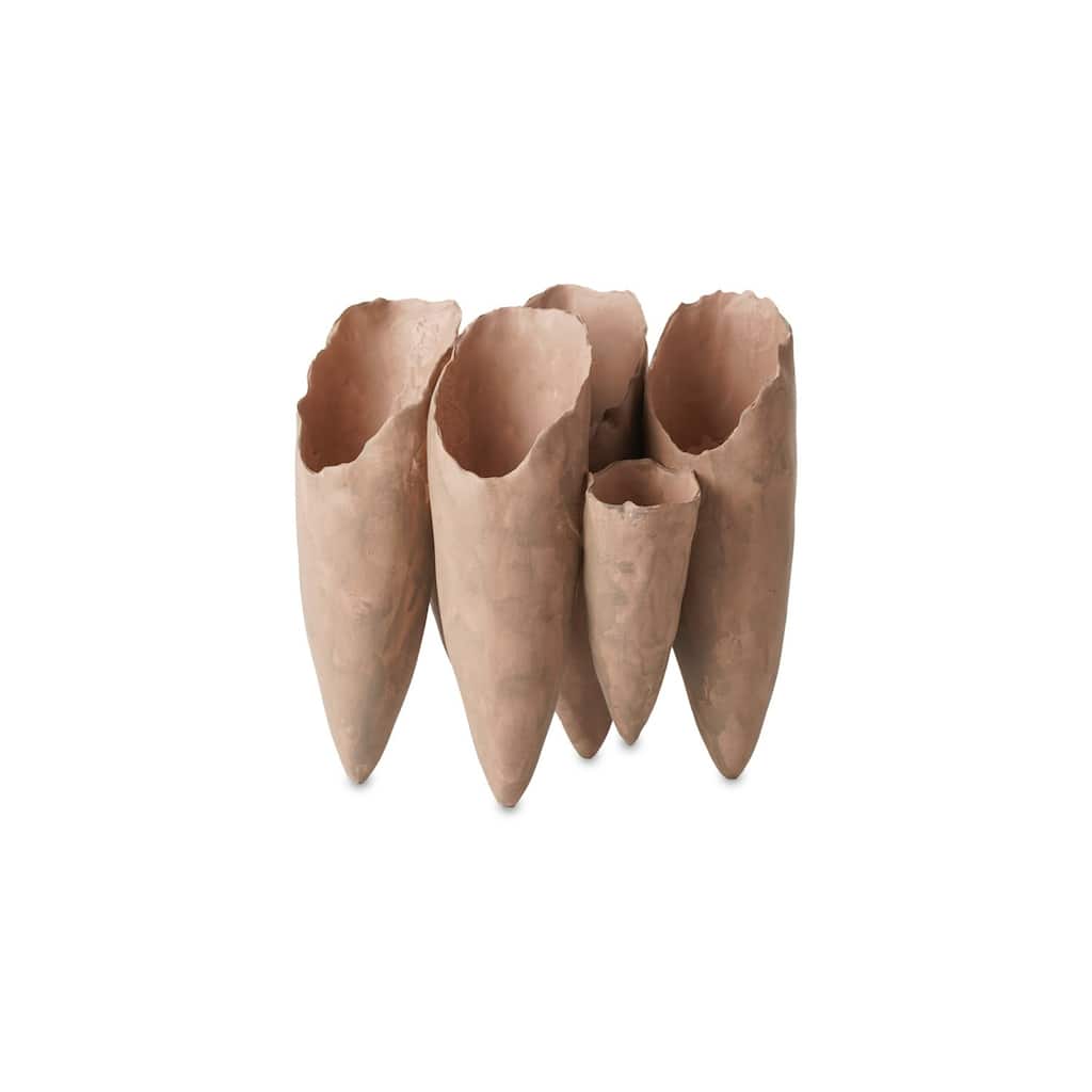 Clustered Conical Shaped Ceramic Vase - 10" - Brown