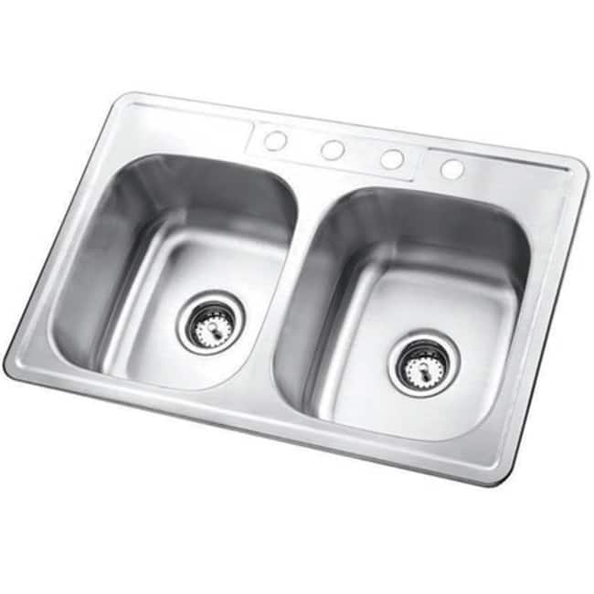 Kingston Brass 33" Drop In 21 Gauge Double Basin Stainless Steel - Brushed Nickel