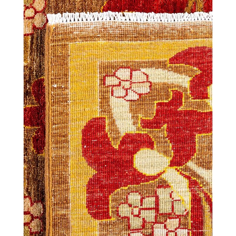 Overdyed, One-of-a-Kind Hand-Knotted Area Rug - Brown - 8' 10" x 11' 10"