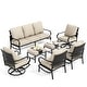 preview thumbnail 33 of 66, MAISON ARTS 5/7/9-Seat Patio Conversation Set, Outdoor Sofa Set with Single Sofa Chairs, 3-Seater Sofa, Ottoman and Coffee Table