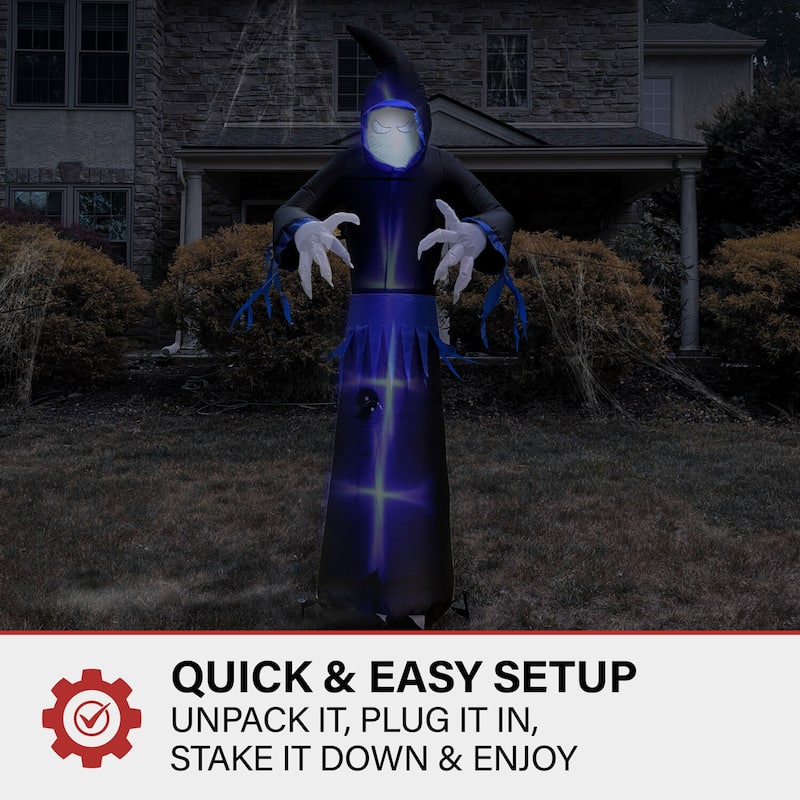 Haunted Hill Farm 8-Ft. Tall Pre-lit Musical Inflatable Grim Reaper