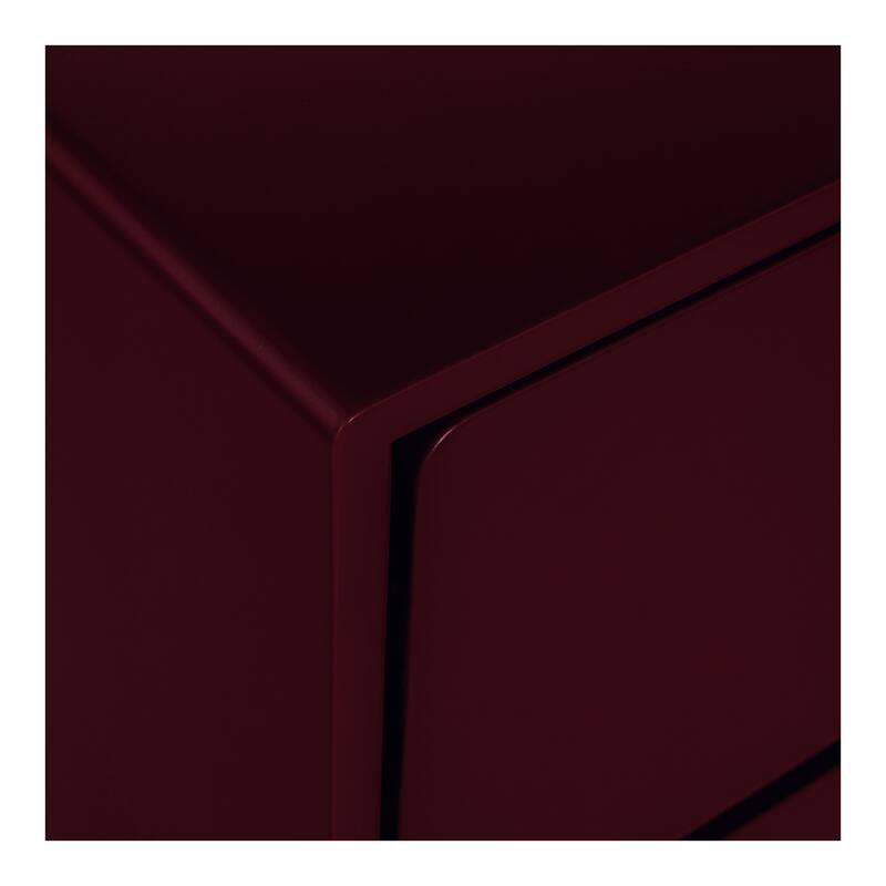 NADAAL STUDIOS Saryn Dresser, Six Soft-Close Drawers with Open Shelf and Sculptural Legs, Deep Red