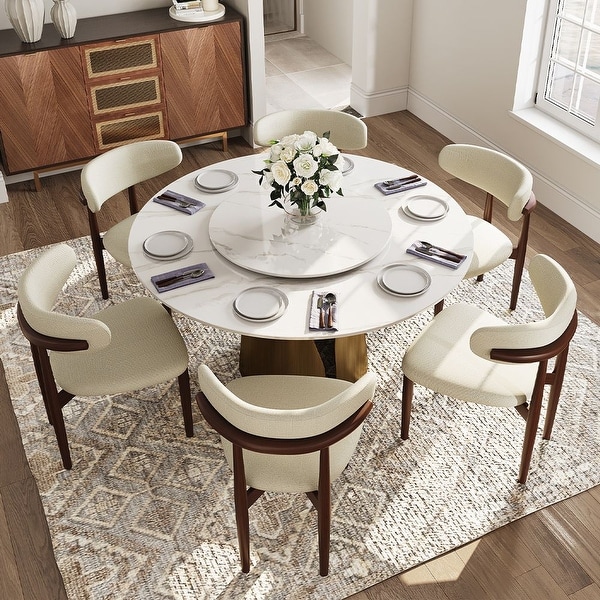 59" Round Dining Table Modern Kitchen Table for 6~8 People - On Sale ...