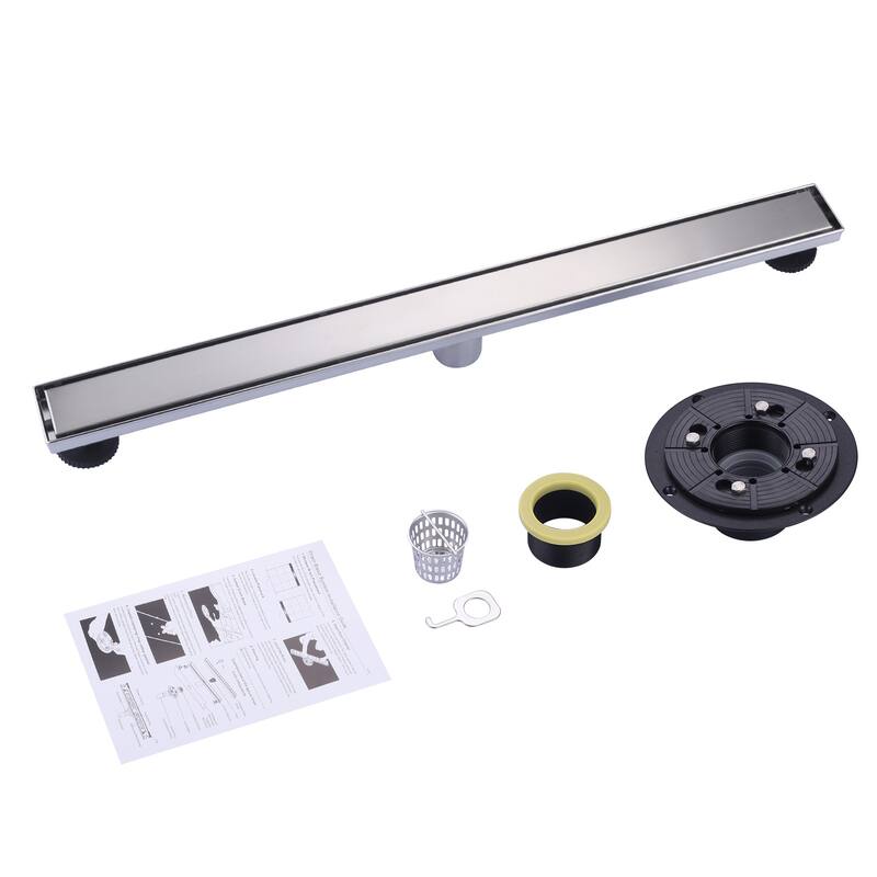 WOWOW Modern Stainless Steel Drain Trough with Removable Cover Plate