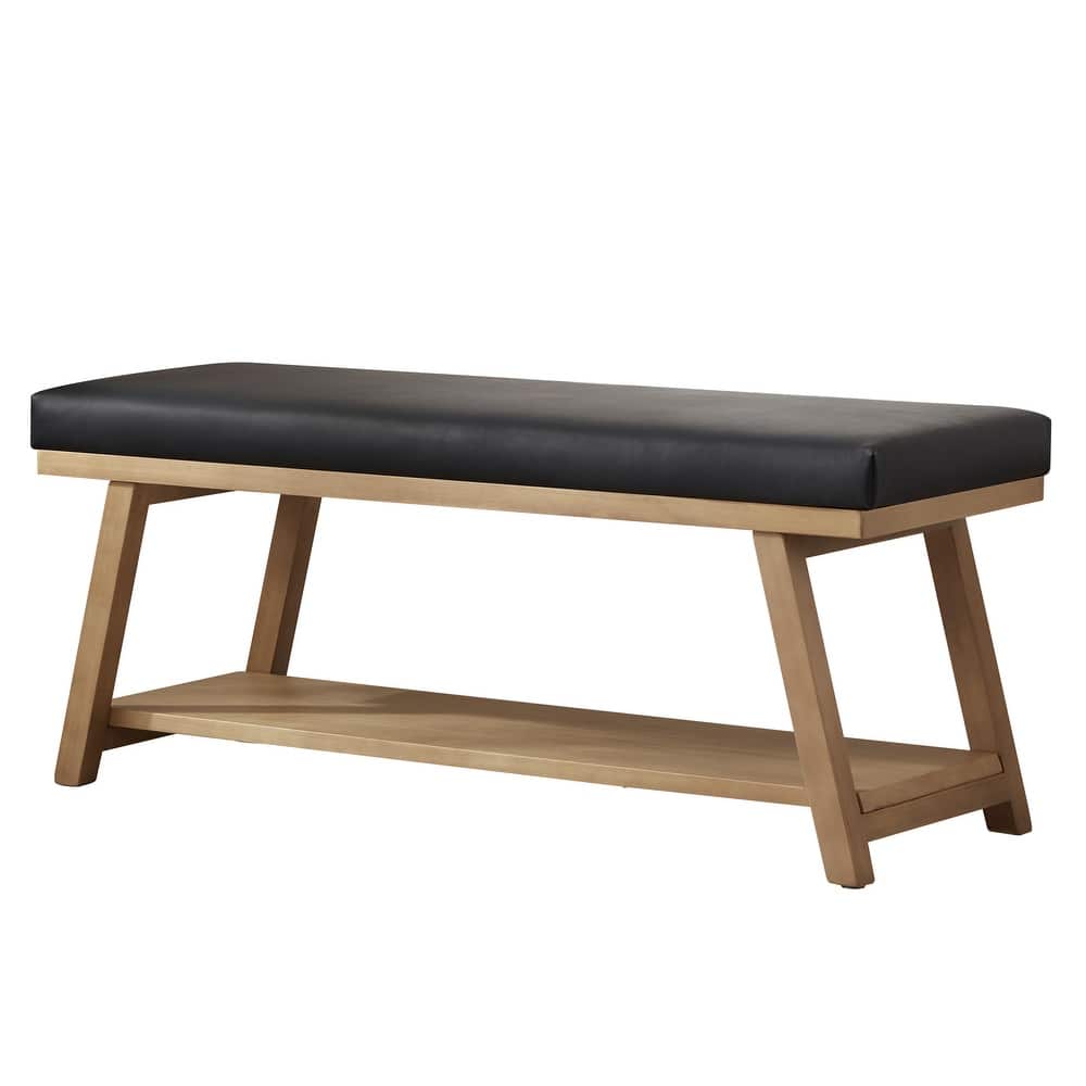 Solid Wood Shoe Bench with Cushion Entryway Shoe Bench