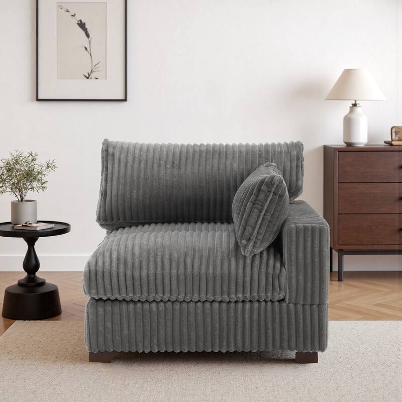 Cotton Flannel corner Sofa Armless Modular Sectional Sofa Seamless Combination - Light Grey-LeftCorner - Right Facing