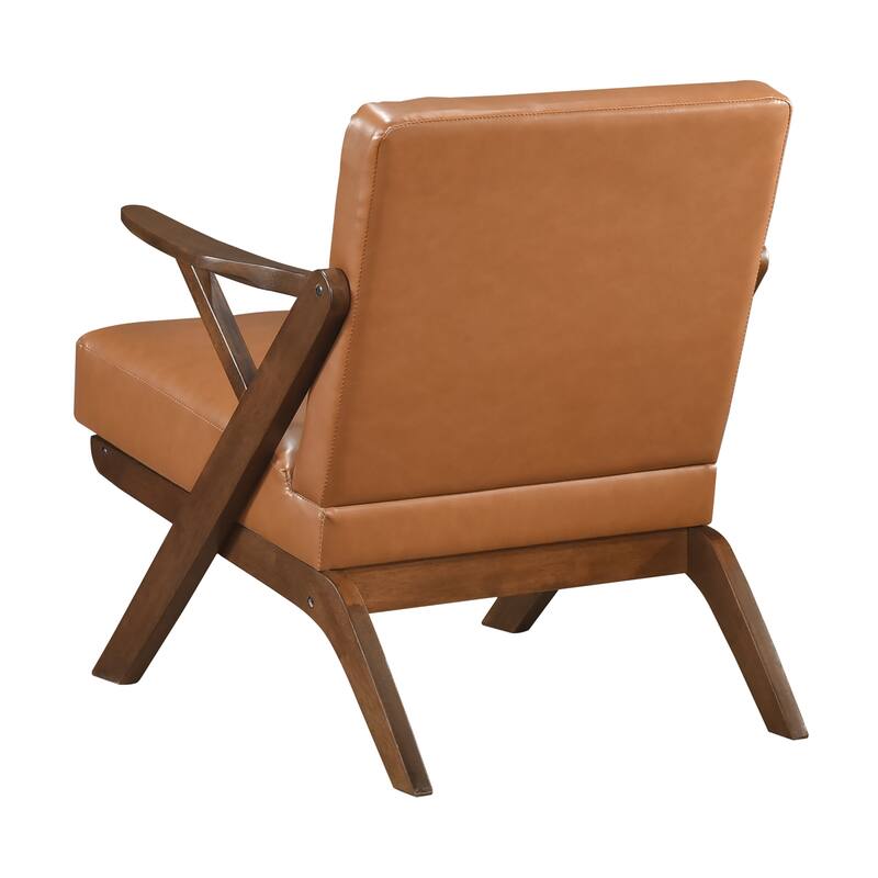 Rhys 26.5" Faux Leather Accent Chair - Solid Rubberwood Frame