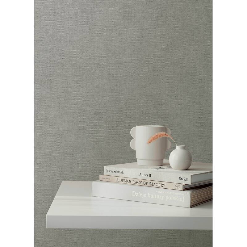 A-Street Prints Nuovo Grey Faux Linen Wallpaper