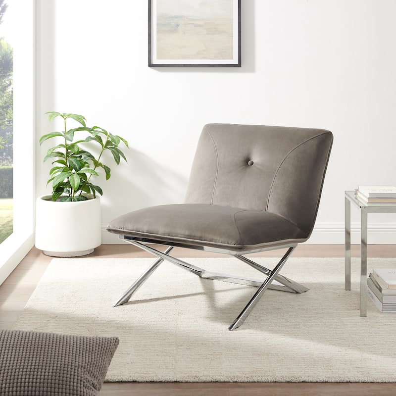Corvus Soloway Velvet Upholstery Accent Slipper Lounge Chair