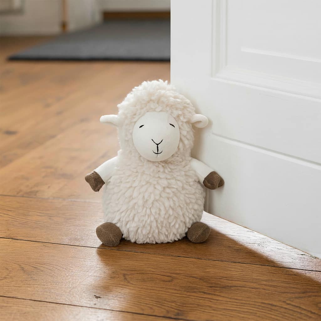 Decorative Sheep Door Stopper, 2.3 lb Weighted, Ecru - 9"H x 5"L x 5"W