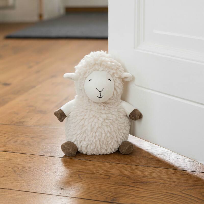 Decorative Sheep Door Stopper, 2.3 lb Weighted, Ecru - 9"H x 5"L x 5"W