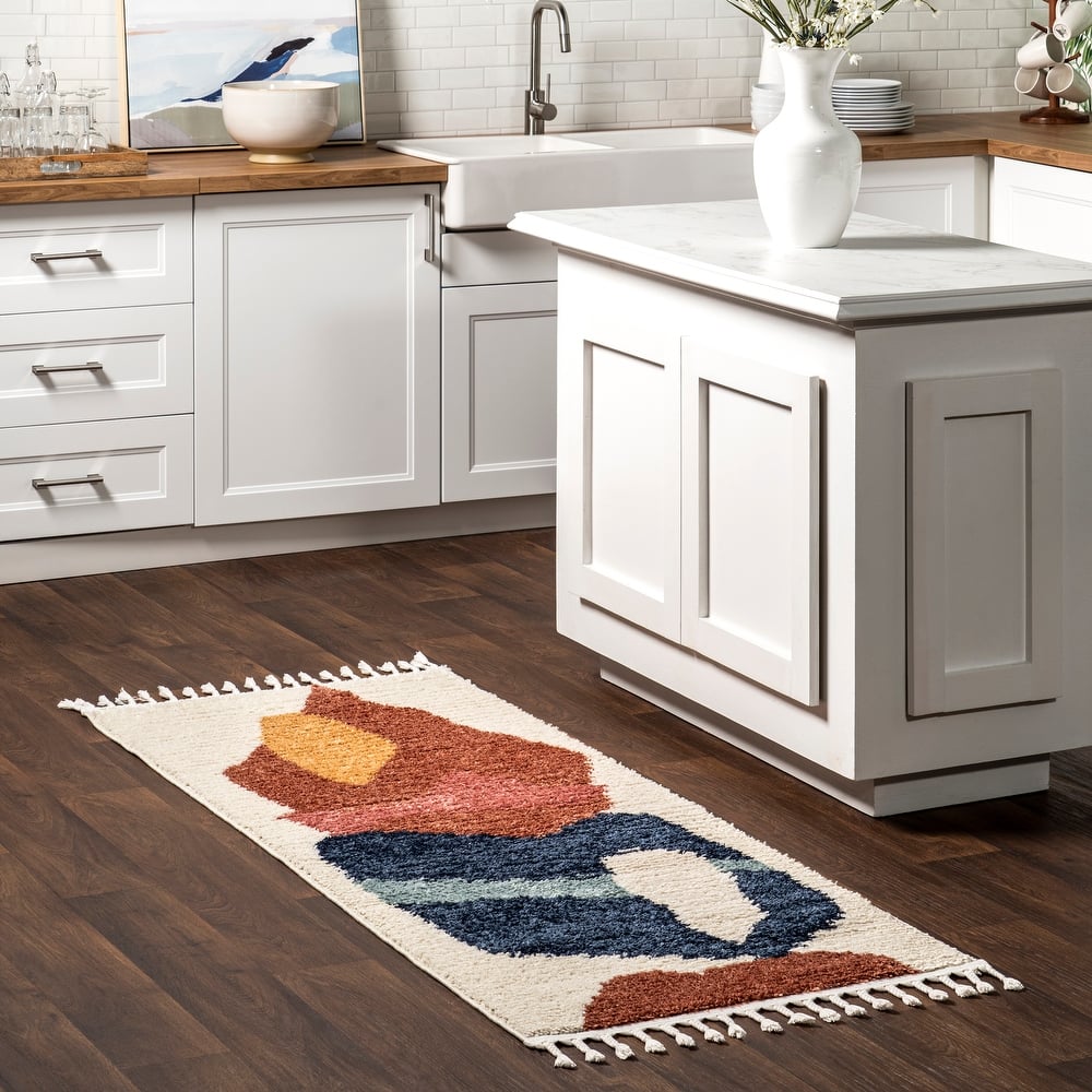 Nuloom Ashton Shaggy Contemporary Abstract Tassel Area Rug