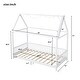 preview thumbnail 11 of 15, White Twin House Bed with Guardrail & LED - Fun and Safe for Kids
