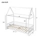 preview thumbnail 11 of 10, Wood Twin Size House-Shaped Kids Bed with Guardrails and LED Design, White