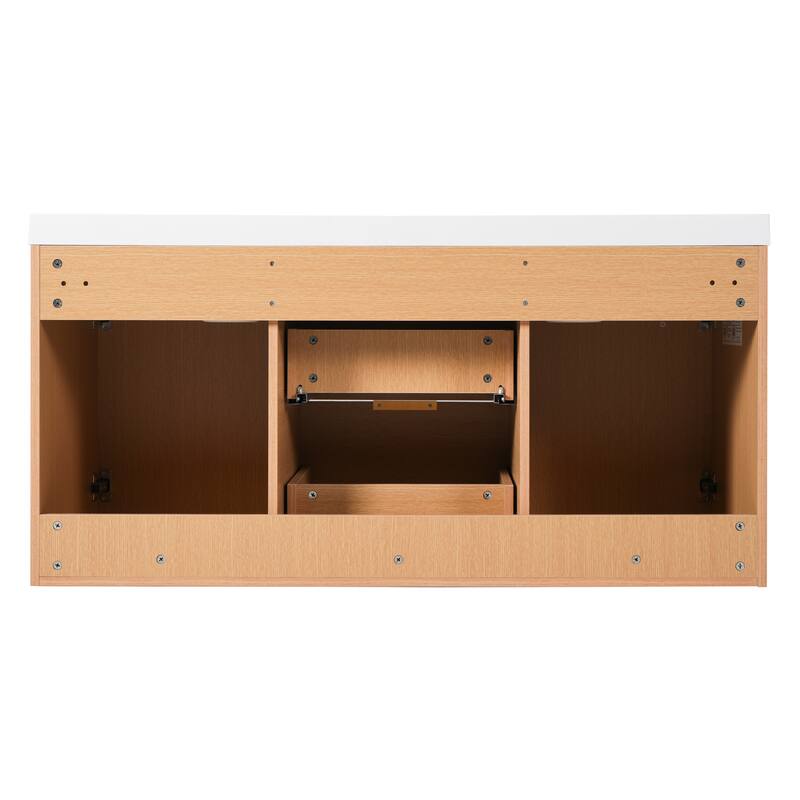 47.24" Wall-Mounted Double Bathroom Vanity with SMC Top, Modern Floating Cabinet with Soft-Close Doors & Drawers