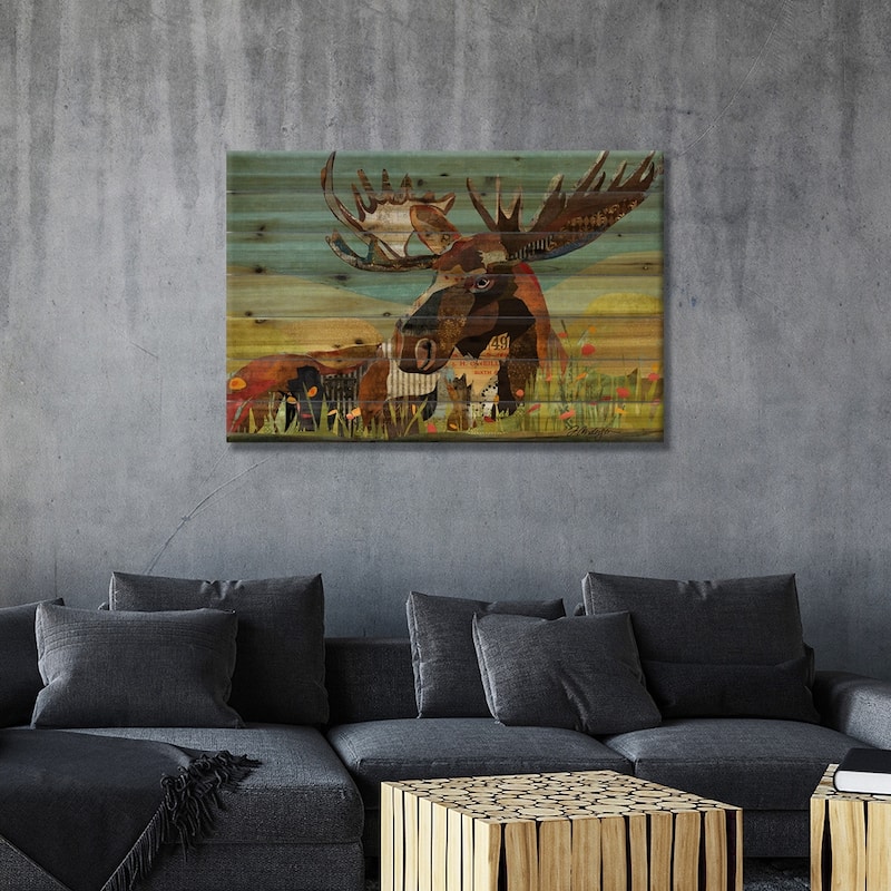 Sunbathing Beast Print On Wood by Traci Anderson - Multi-Color