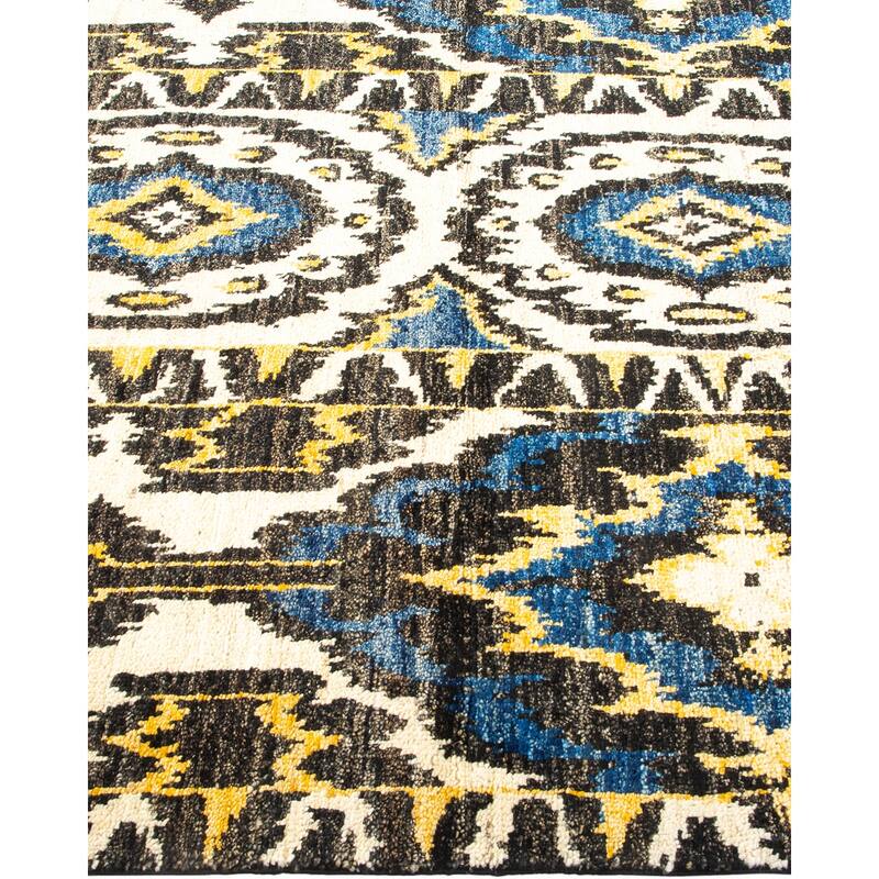 Overton Hand Knotted Wool Vintage Inspired Modern Contemporary Modern Black Area Rug - 3' 10" x 6' 2"