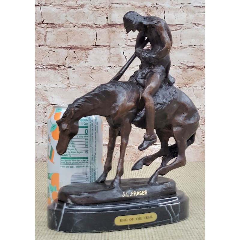 Bronze Replica Sculpture Statue Of End Of The Trail By J. E. Fraser On Marble Base