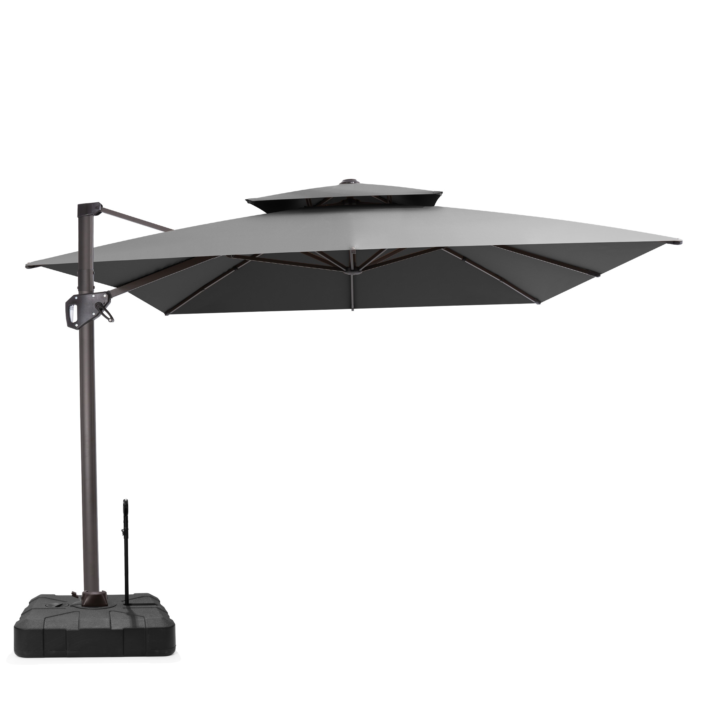 VredHom Patio Outdoor 9 x 11 FT Double Top Aluminum Cantilever-Offset Umbrella with Rod Wheel Base