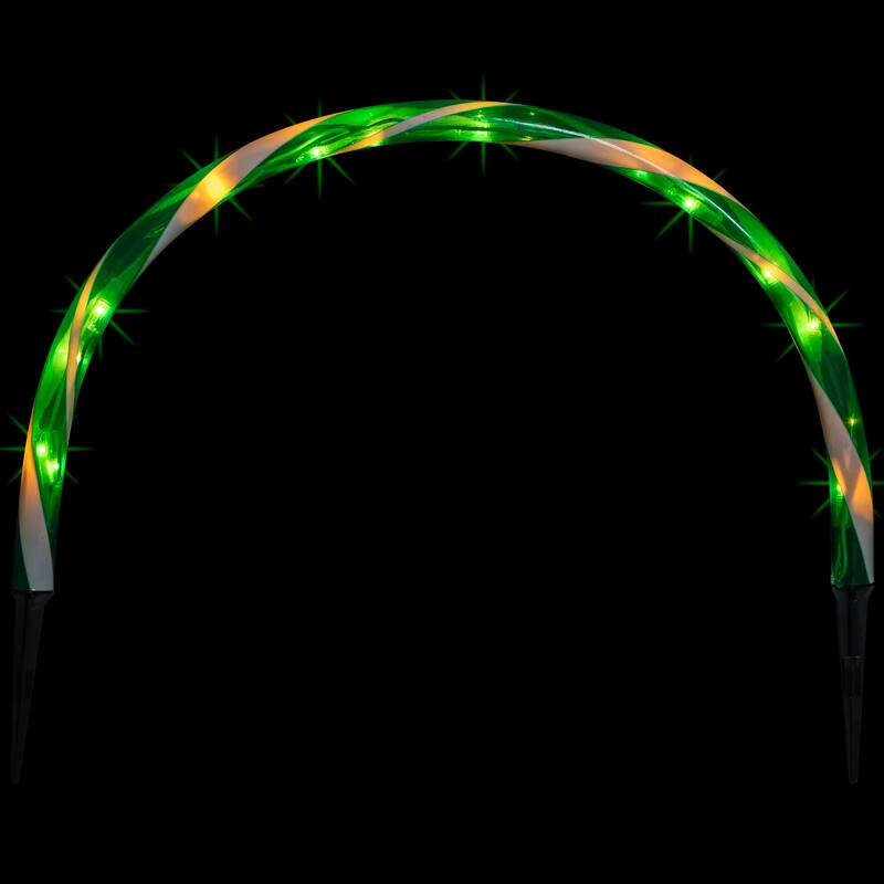 Lighted Candy Cane Outdoor Christmas Arch Pathway Markers - 11" - Green - Set of 3