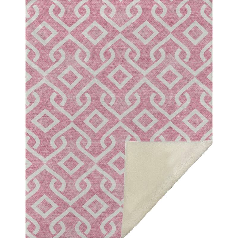 Premium Machine Washable Modern Scroll Sherpa Throw Blanket